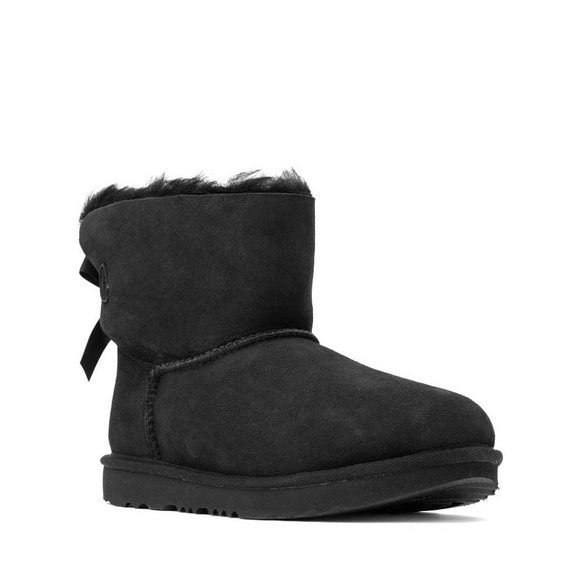 UGG Kids Mini Bailey Bow II in Black Suede. 1017397K - Picture 6 of 6